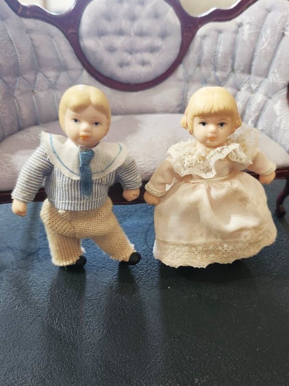 Vintage Porcelain Boy Girl dolls Victorian miniature brother sister couple